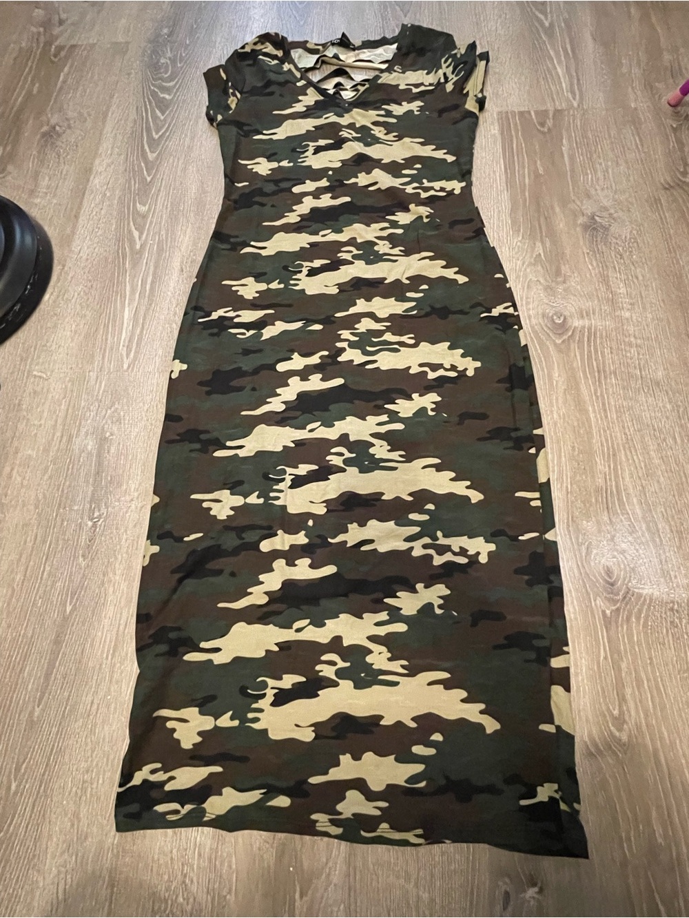 Camouflage print maxi dress in size L